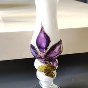 Stylish Kalina Poland vase. Floral decoration. Unique signed piece, 27 cm