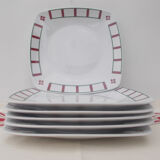 Set de assiettes basque porcelaine verte et rouge avec 1 plat ovale