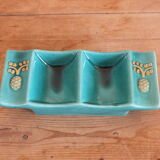 Vintage green ceramic trifle and salt shaker set 50s