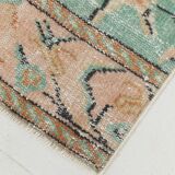 3x10 Light Green & Cream Antique Vintage Runner Rug, 80x296Cm
