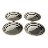 Set of 4 Italian deep plates with orange, green, yellow, and blue trim, D21.5.