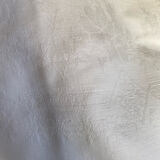 White cotton and linen tablecloth with central monogram from the 1960s.