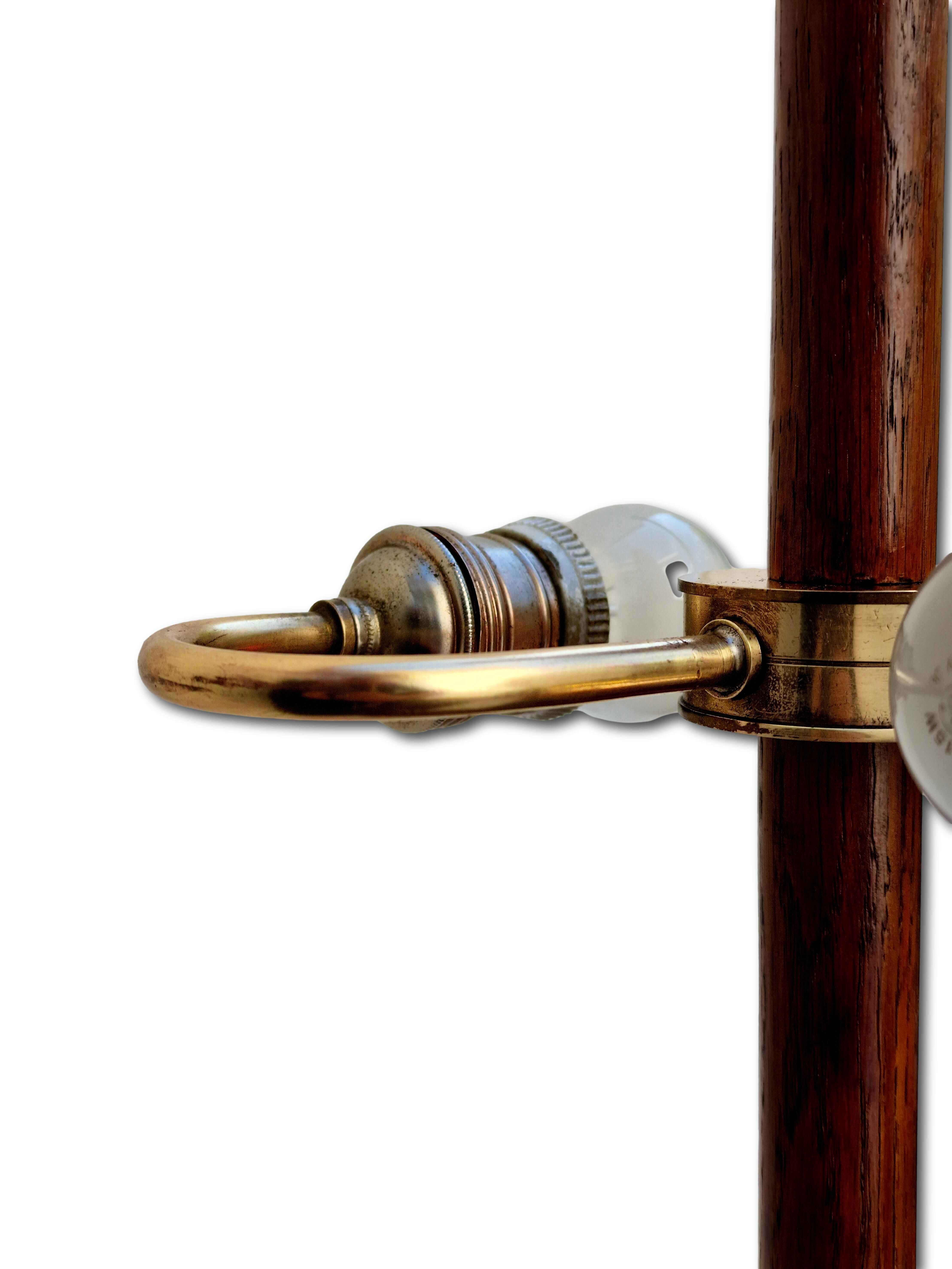 2x Scandinavian Table Lamps Teak & Brass, 1960s