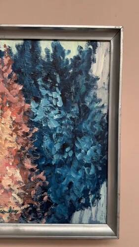 Swedish Oil on Canvas “Abstract” by Lennart Alexandria Vintage & Framed 39x31cm