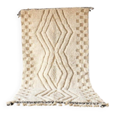 Tapis en laine pure fait main blanc traditionnelle taille 2/3 m