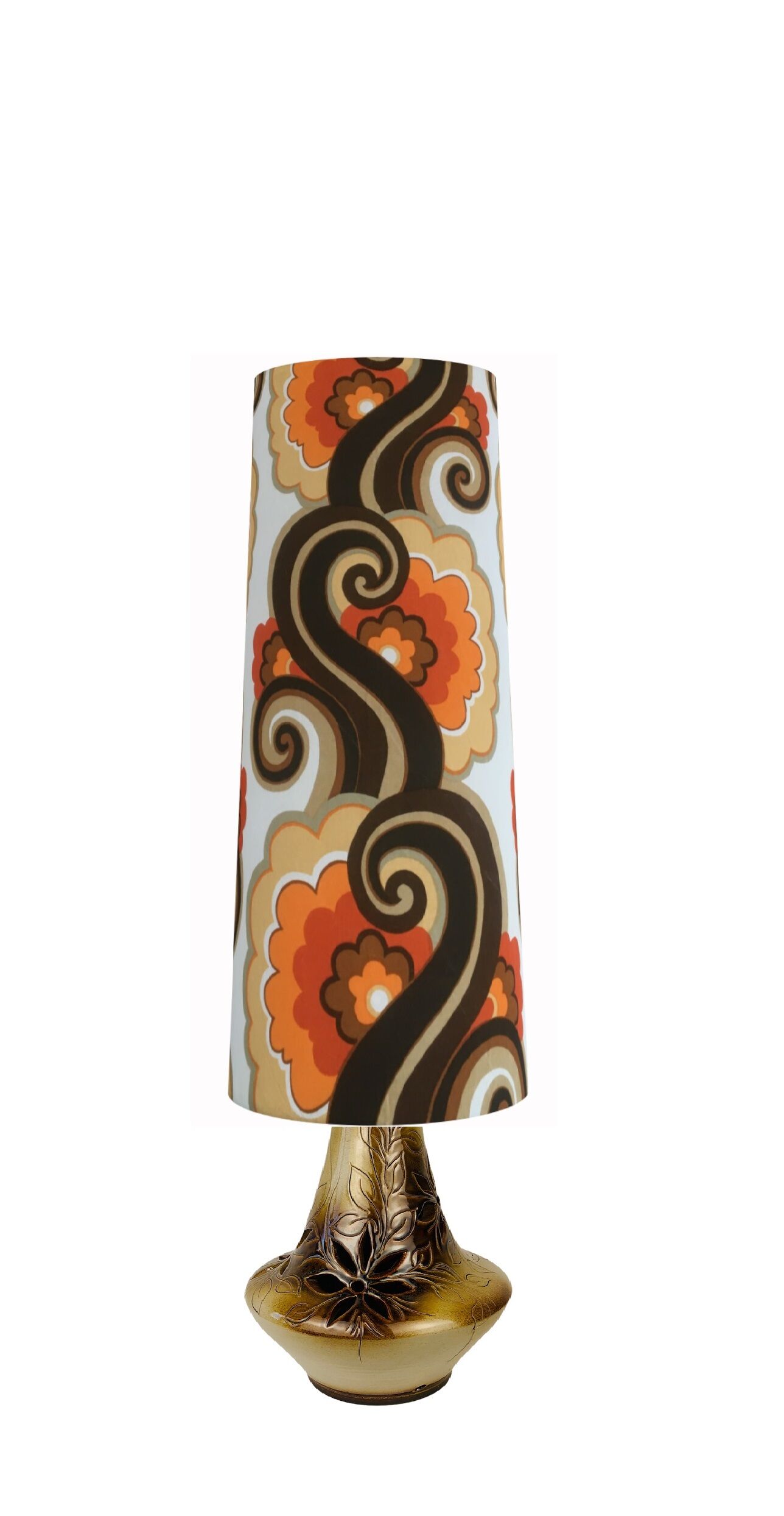 Lampshade Cérianthe H80 D35 D30 - vintage fabric