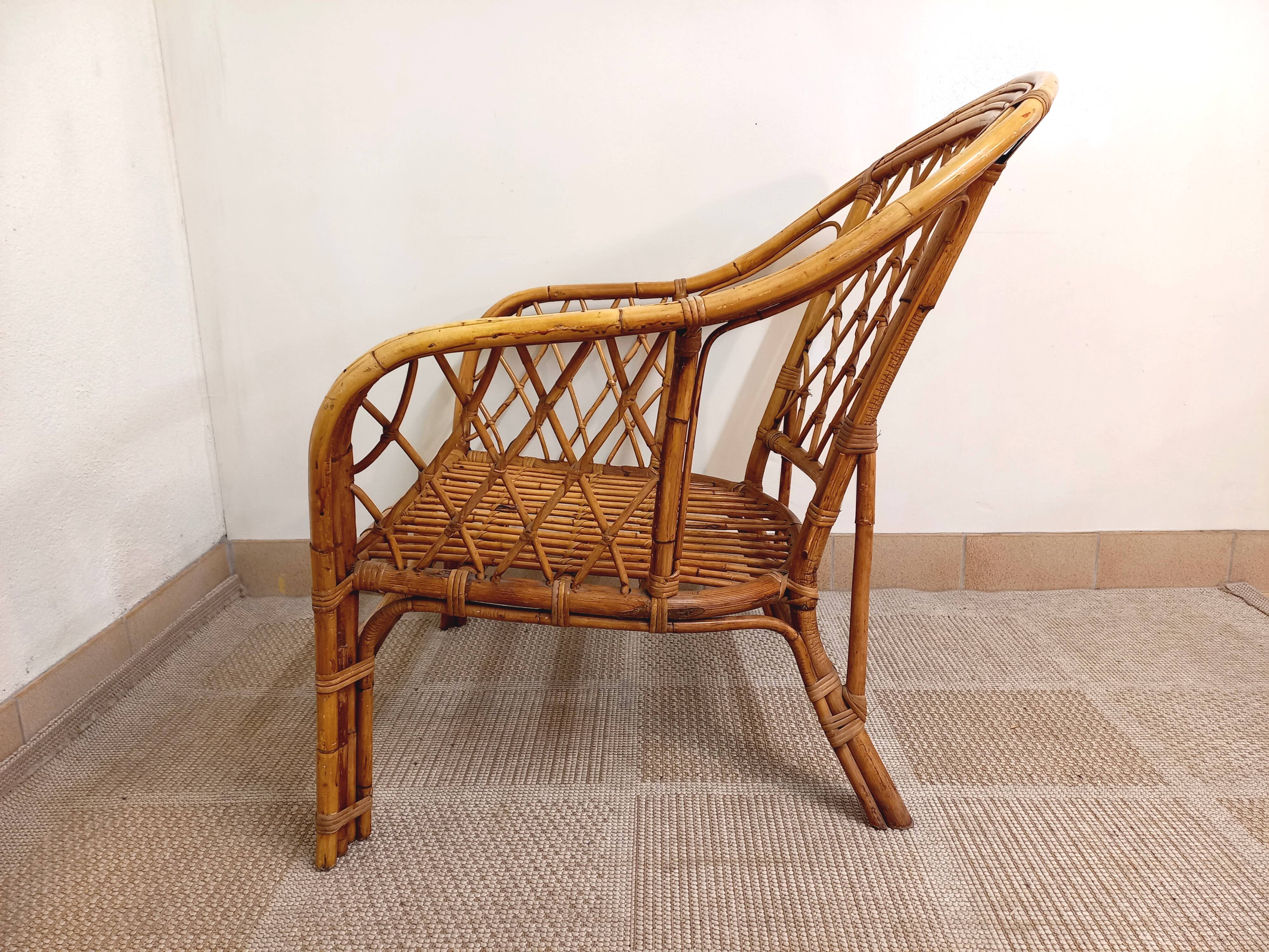 Vintage rattan armchair 60s