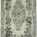 Hand-knotted vintage turkish 1980s 176 cm x 284 cm blue rug