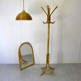 Vintage pendant lamp in bamboo and wicker, 1960s.