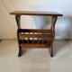 Turned wood magazine rack side table – vintage rustic style