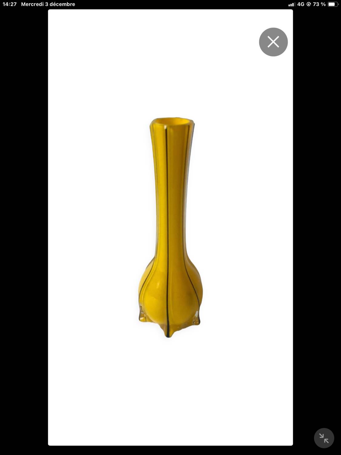 Vase Soliflore Jaune “Tango” — Michaël Powolny pour Loetz — Art Déco