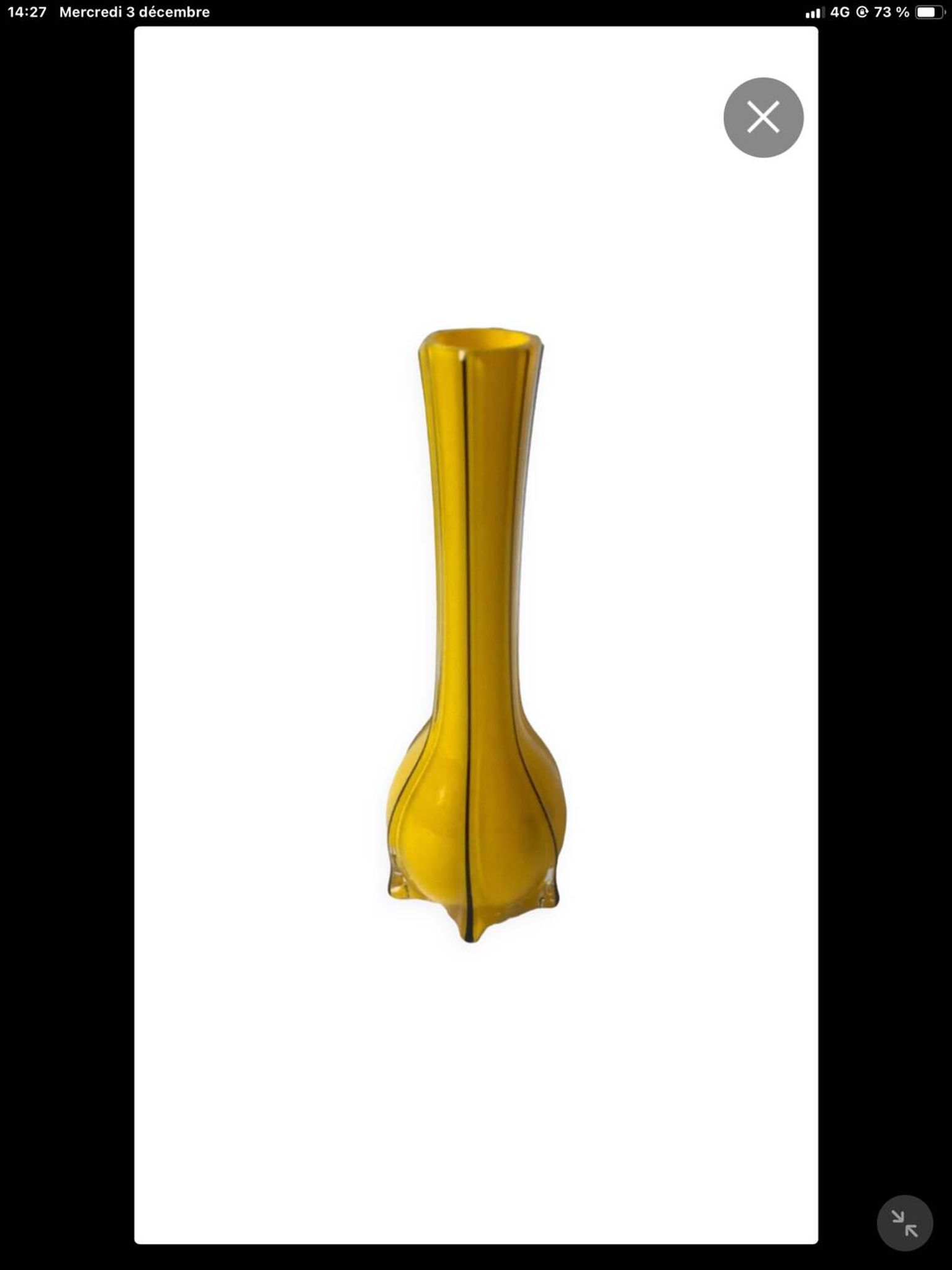 Vase Soliflore Jaune “Tango” — Michaël Powolny pour Loetz — Art Déco