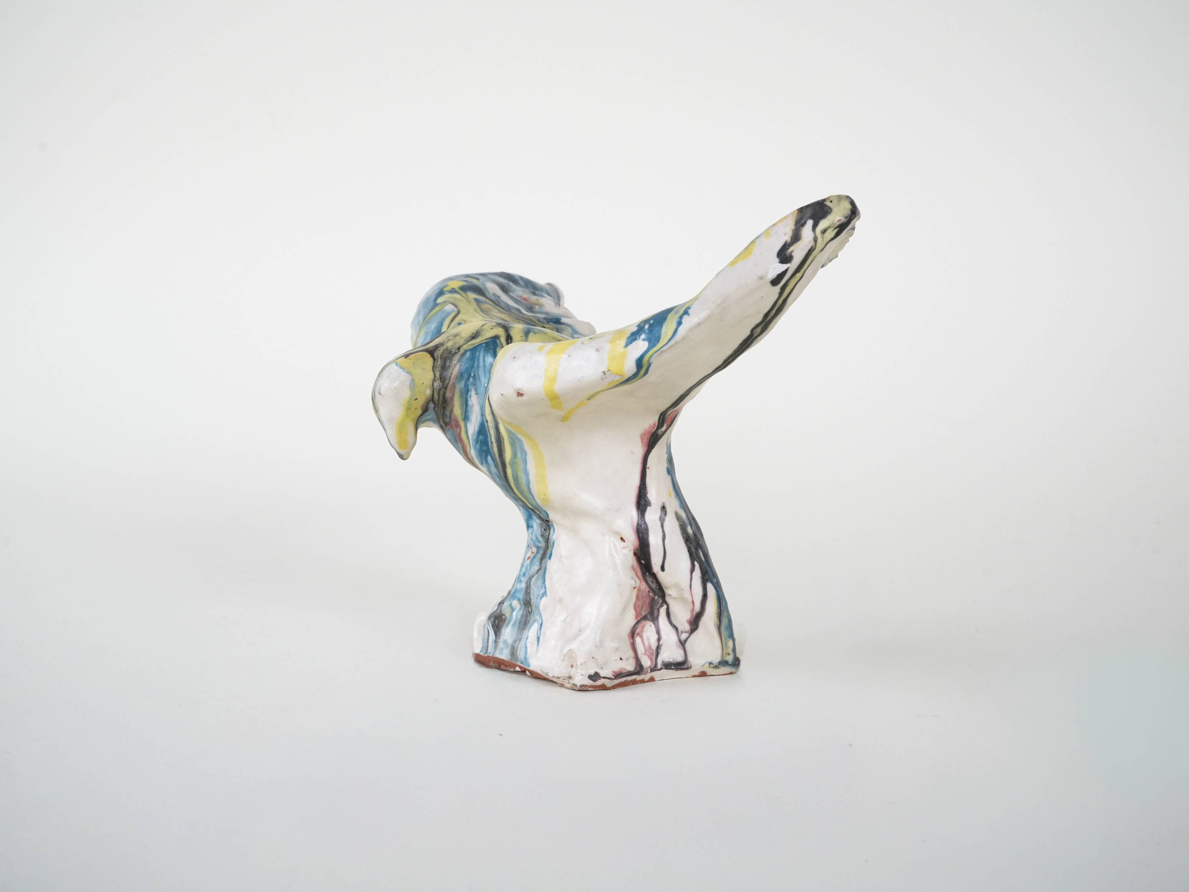 Ceramic bird sculpture, Italian design, 1970s, manufacturer: F. Ferroni