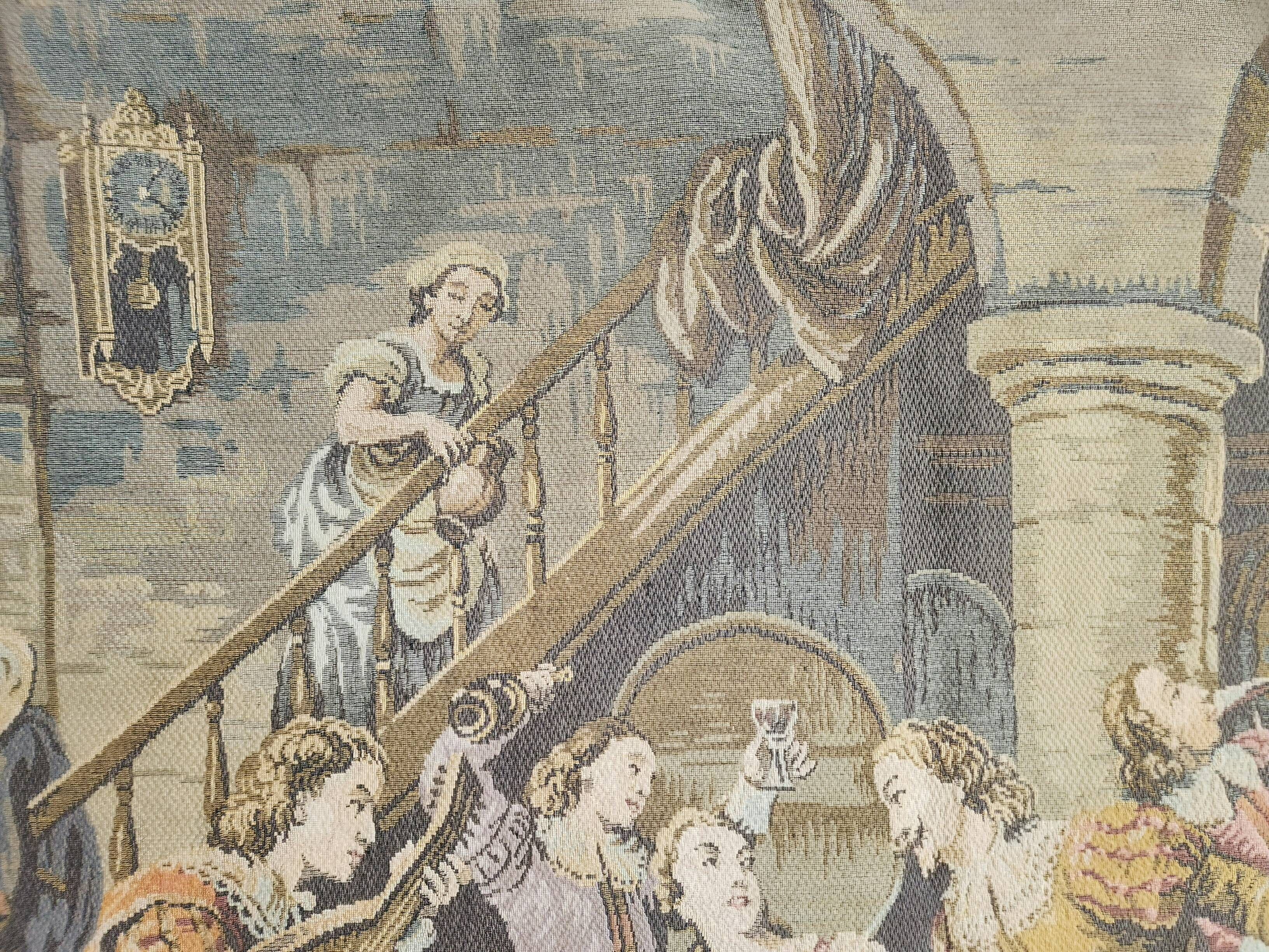 French wall tapestry Gobelin Tapestry "Jolly Men" "After Rembrandt"
