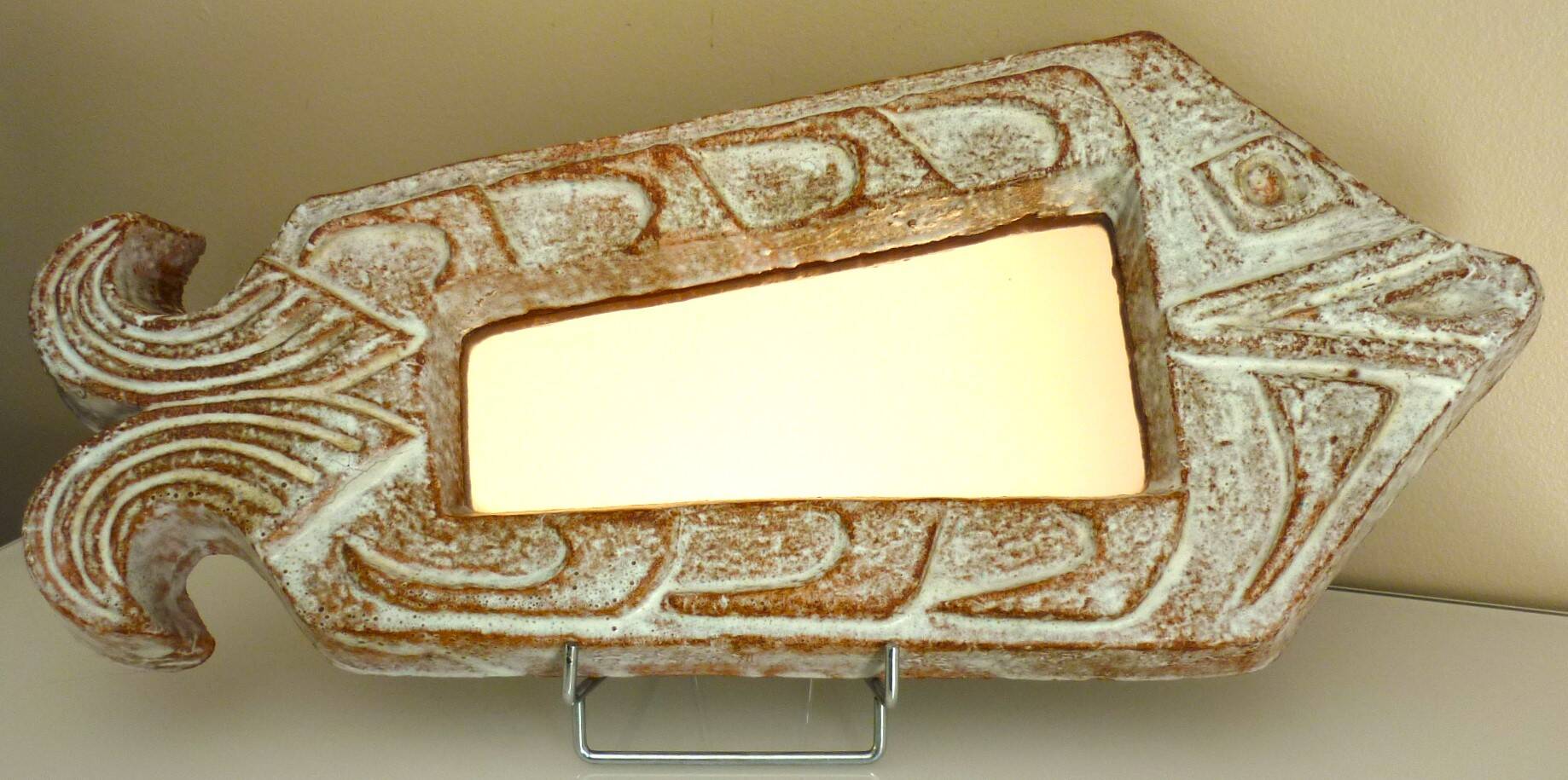 Miroir poisson, céramique émaillée, signé Robert Meynard, Vallauris, 1950