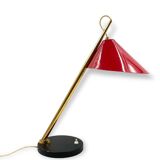 Mid-century red table lamp, Lumen Italy 1960s