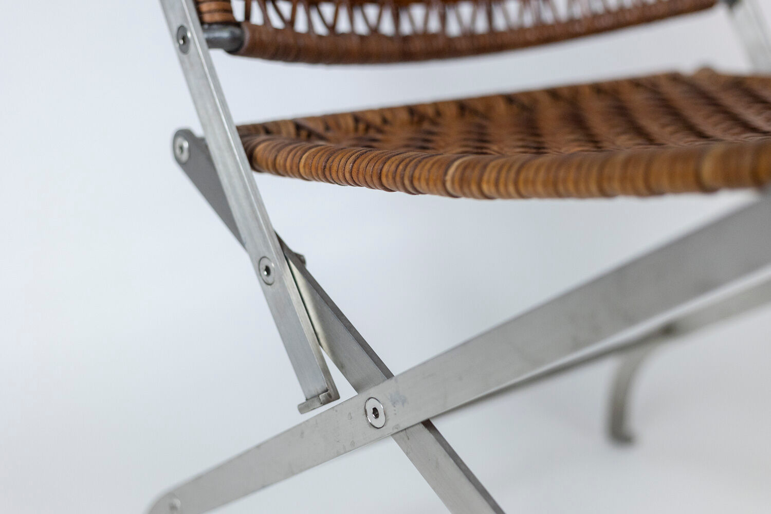 Pair of metal and leather armchairs, 1980s