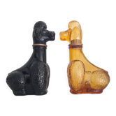 Set of two Empoli poodle glass bottles