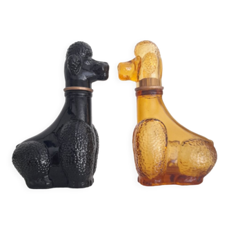 Lot de deux bouteilles en verre caniche Empoli