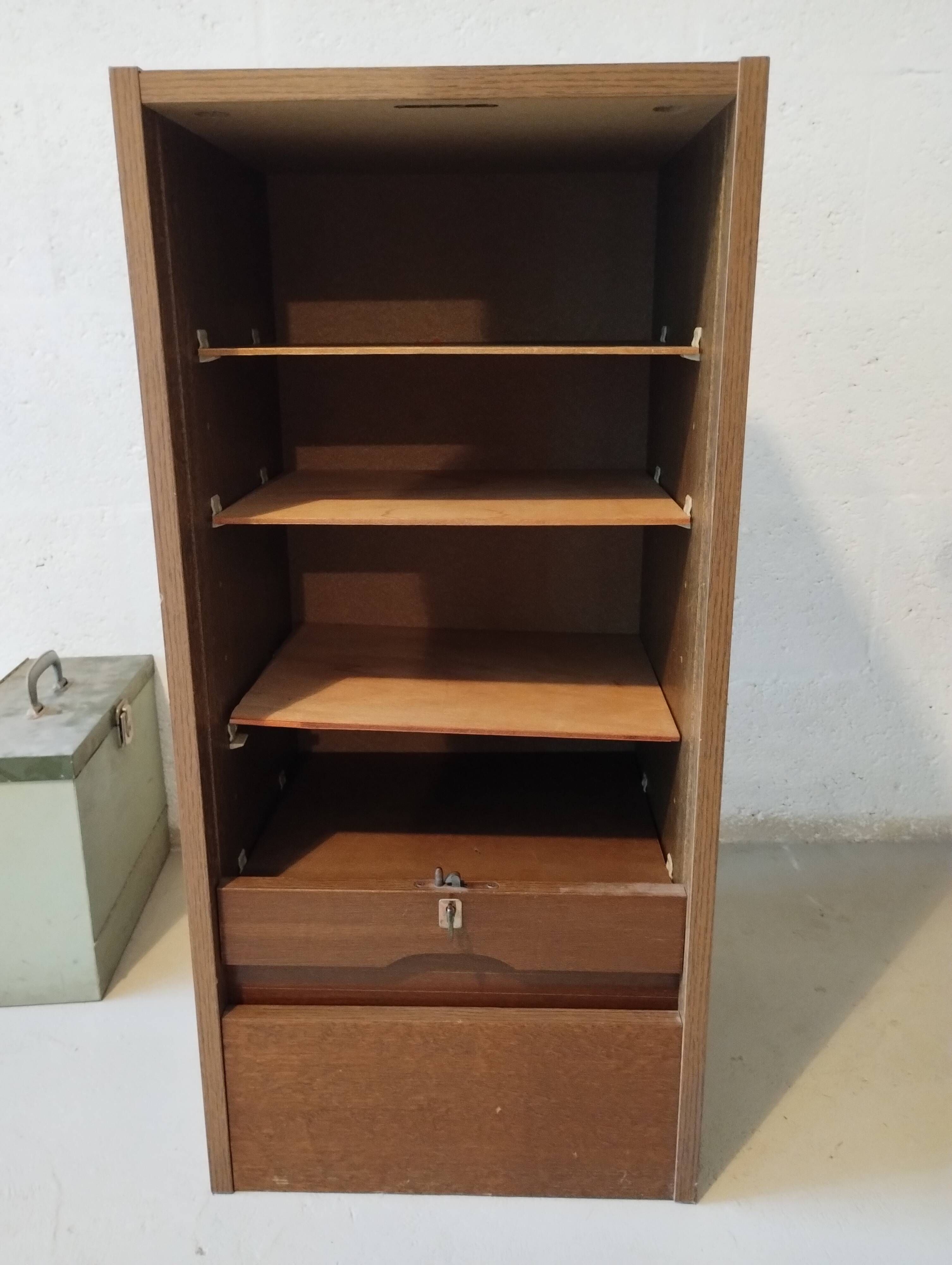 vintage wooden curtain cabinet 4 levels 42x38x88 cm