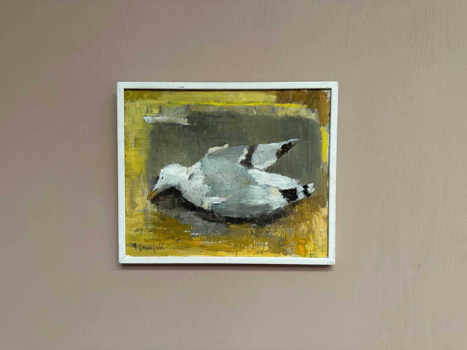 Original Swedish Oil on Canvas – “Seagull” by Ingeborg Stragnell – Signed