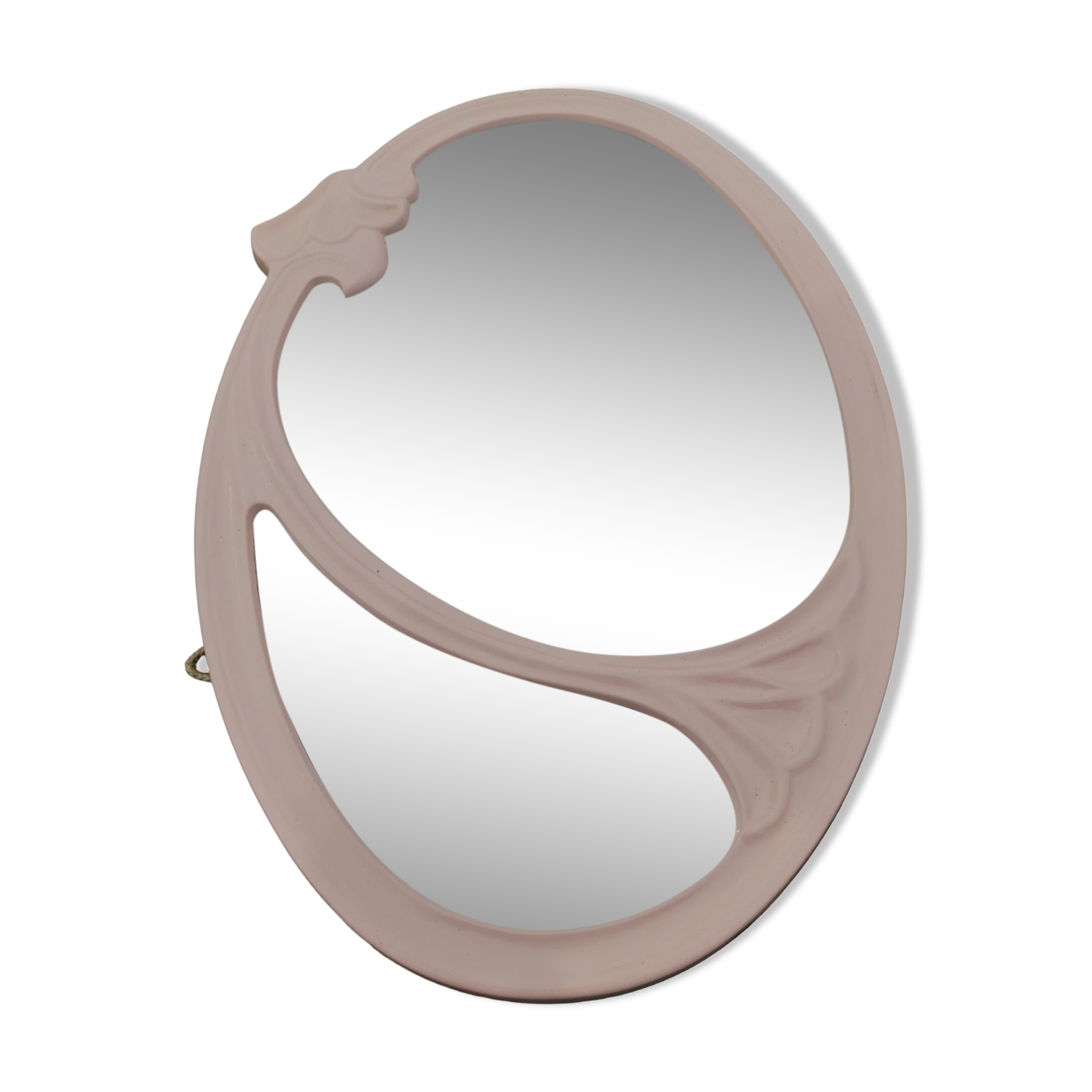 Oval mirror in pink cast iron layette
