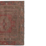 Vintage tribal geometric caucasian runner rug hand-knotted oriental carpet