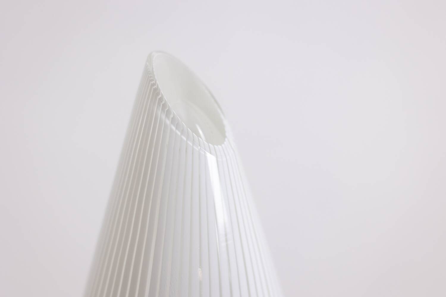 Conical Murano glass lamp with white striped patterns. 1970s.