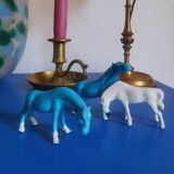 3 turquoise & white horses – Porcelain