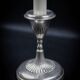 Pair of Small Antique Silver Metal Candlesticks - Fluted Base