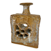 Brutalist stoneware vase with openwork decoration, Denmark, 1970.