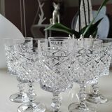 Lot 6 vintage glasses with rectangular crystal stems