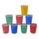 Set of 8 water glasses, red, green, yellow and blue, 1970