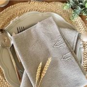 Lot de 4 serviettes anciennes grises monogrammes