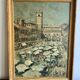 Vintage Oil Painting Italy  Market Scene