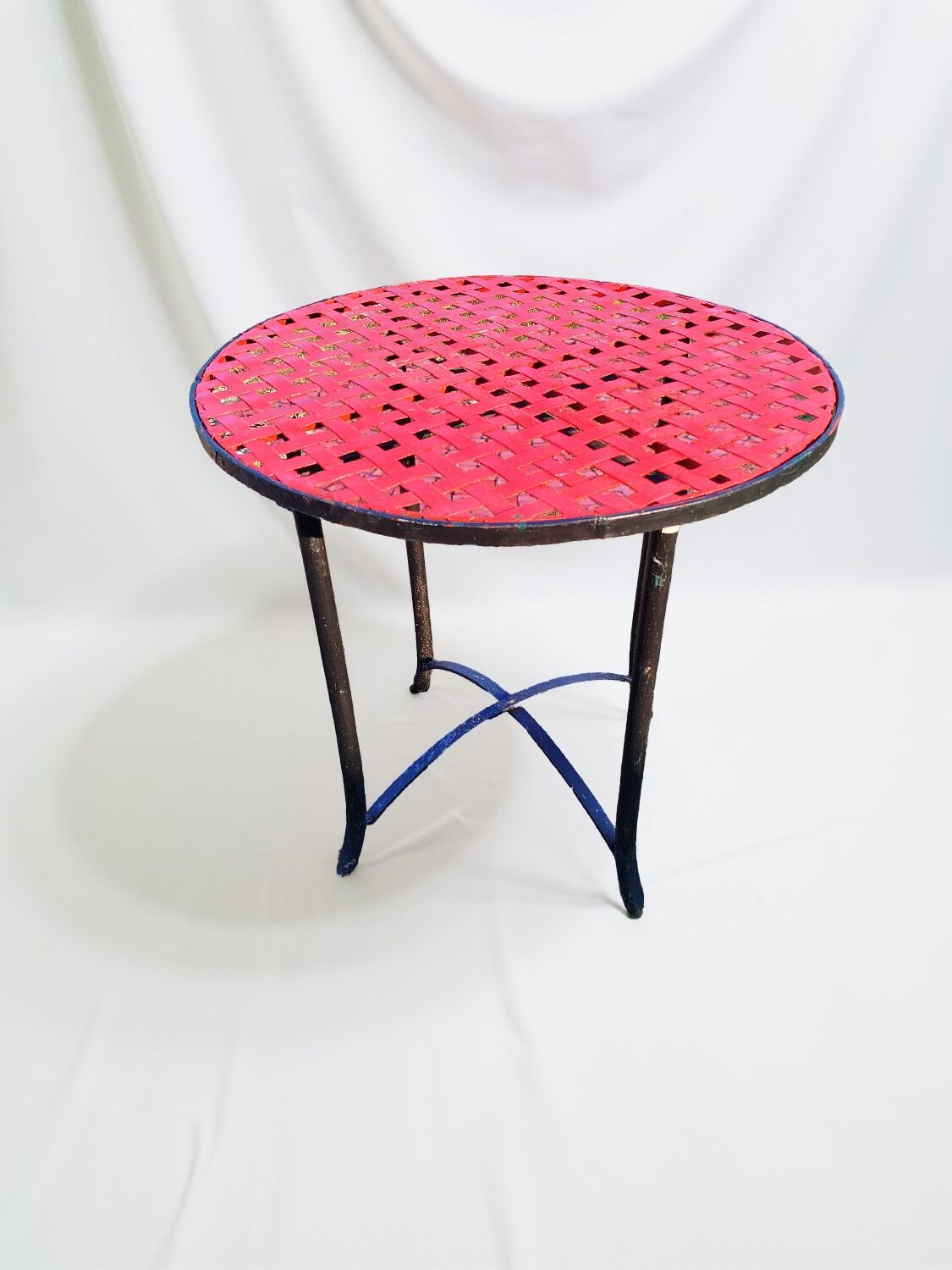 Red wrought iron table 1930