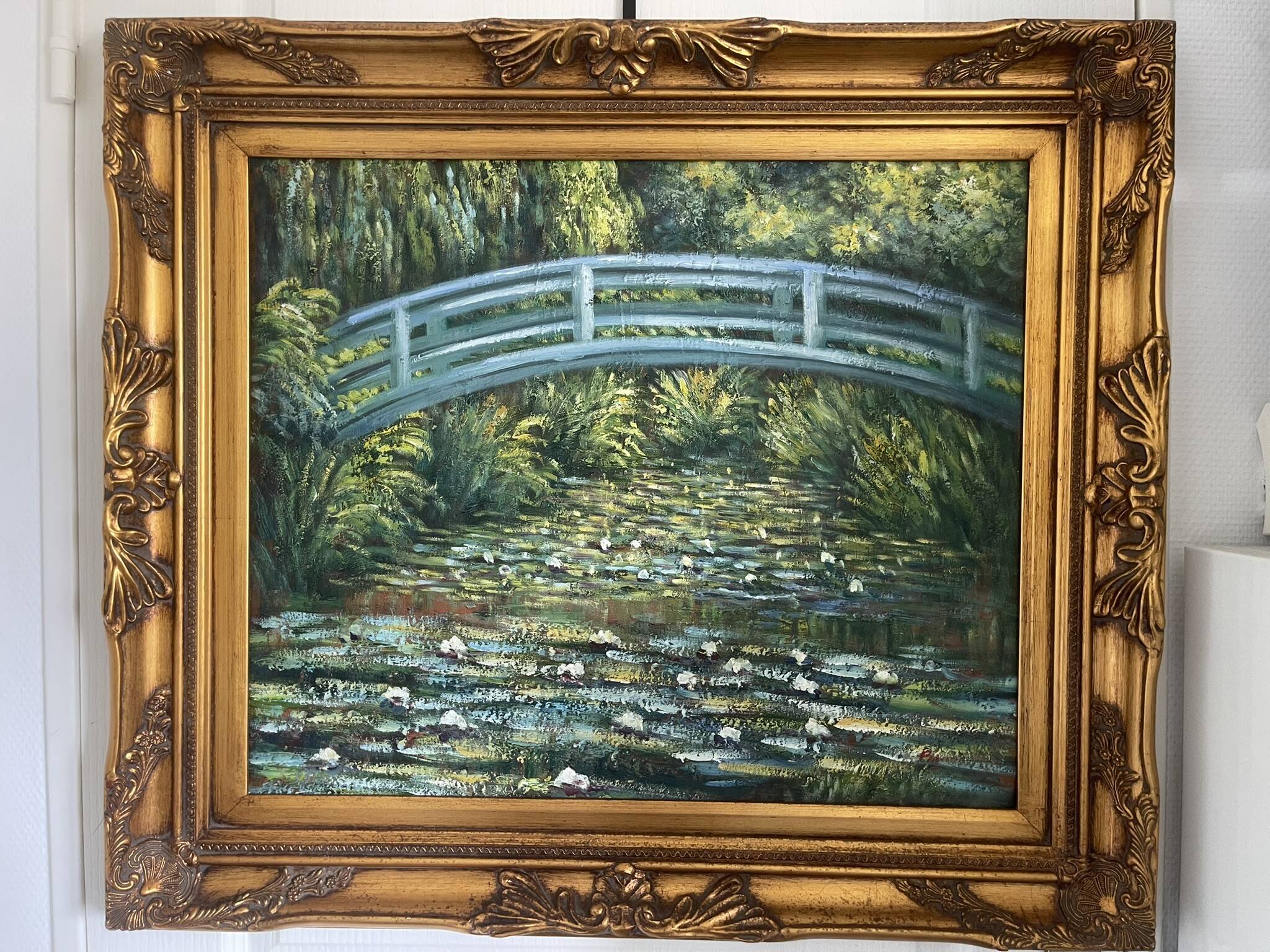 Old oil painting canvas reproduction water lilies japan monet 80x70