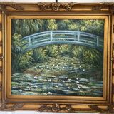 Old oil painting canvas reproduction water lilies japan monet 80x70