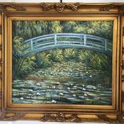 Old oil painting canvas reproduction water lilies japan monet 80x70