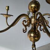 Small golden Dutch chandelier with 6 arms of light