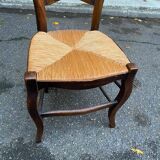 Chaise de bureau bois massif et paille Louis Philippe