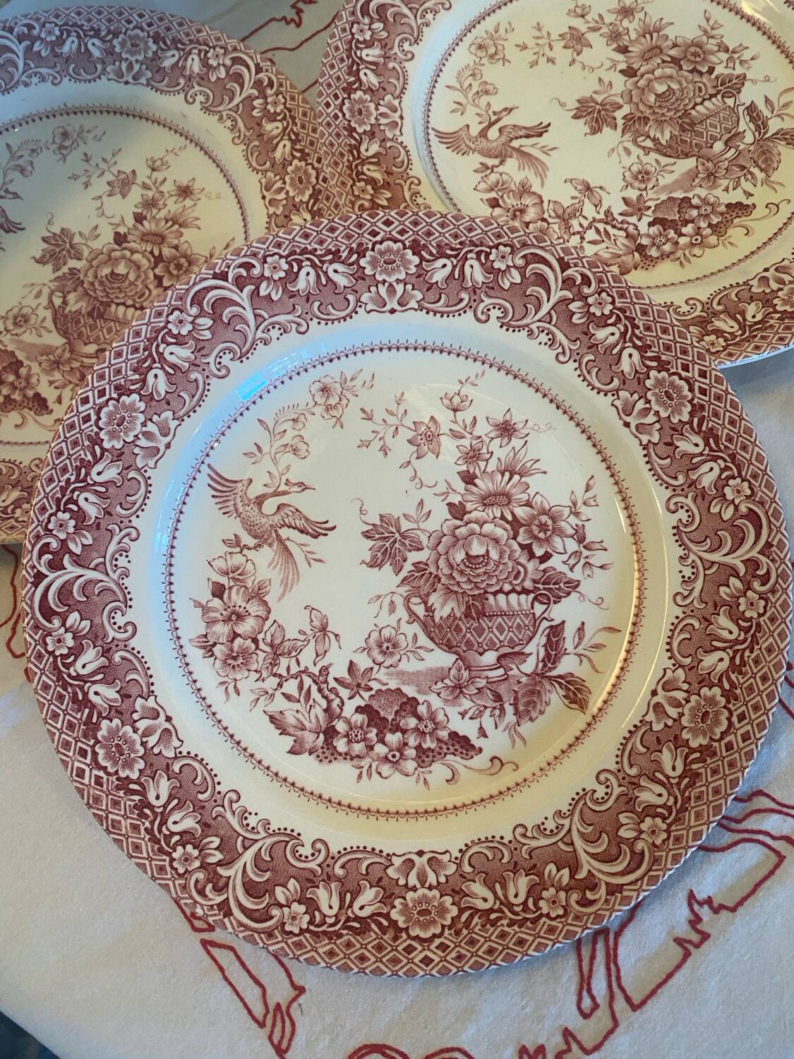 Set of 3 Staffordshire ironstone dinner plates