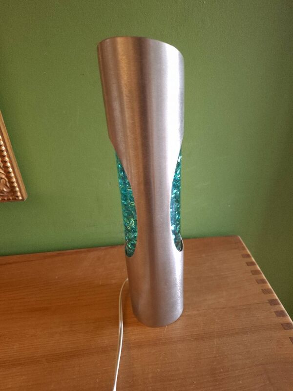 Lampe à paillettes années 70'S en aluminium brossée