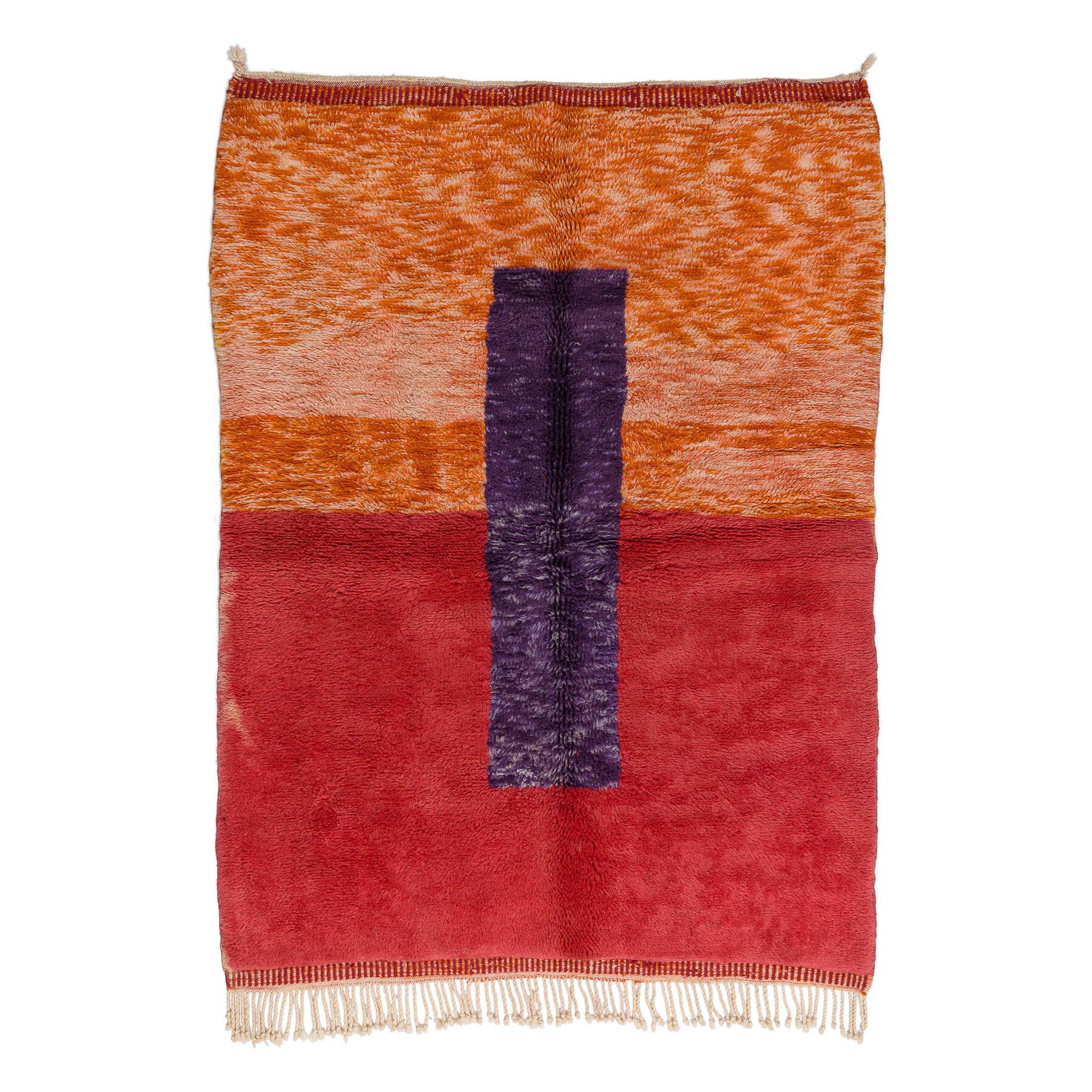 Berber mr4015 beni mrirt handwoven rug from morocco, geometric - red / orange