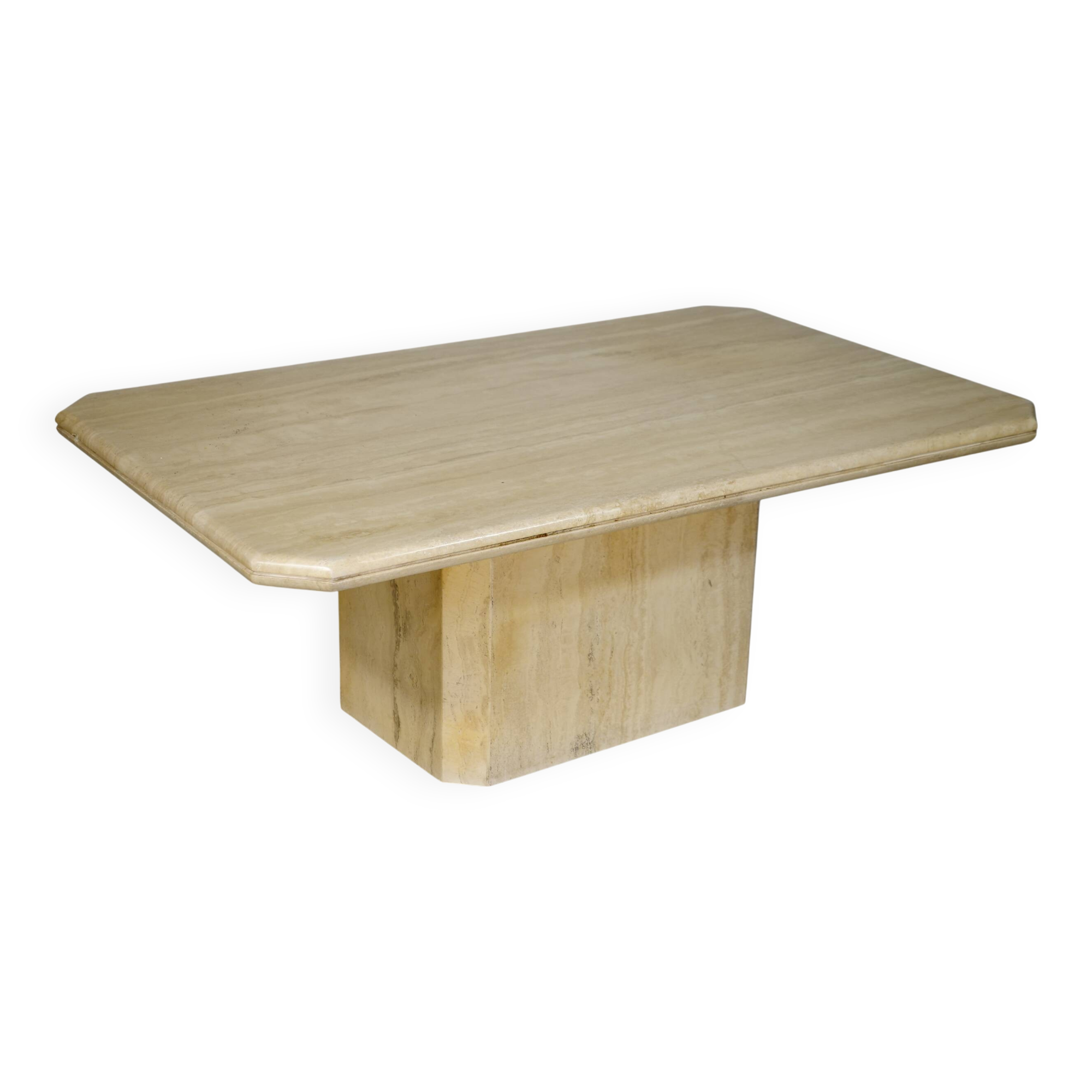 Stone design coffee table made of travertine Italy, 70s 80s