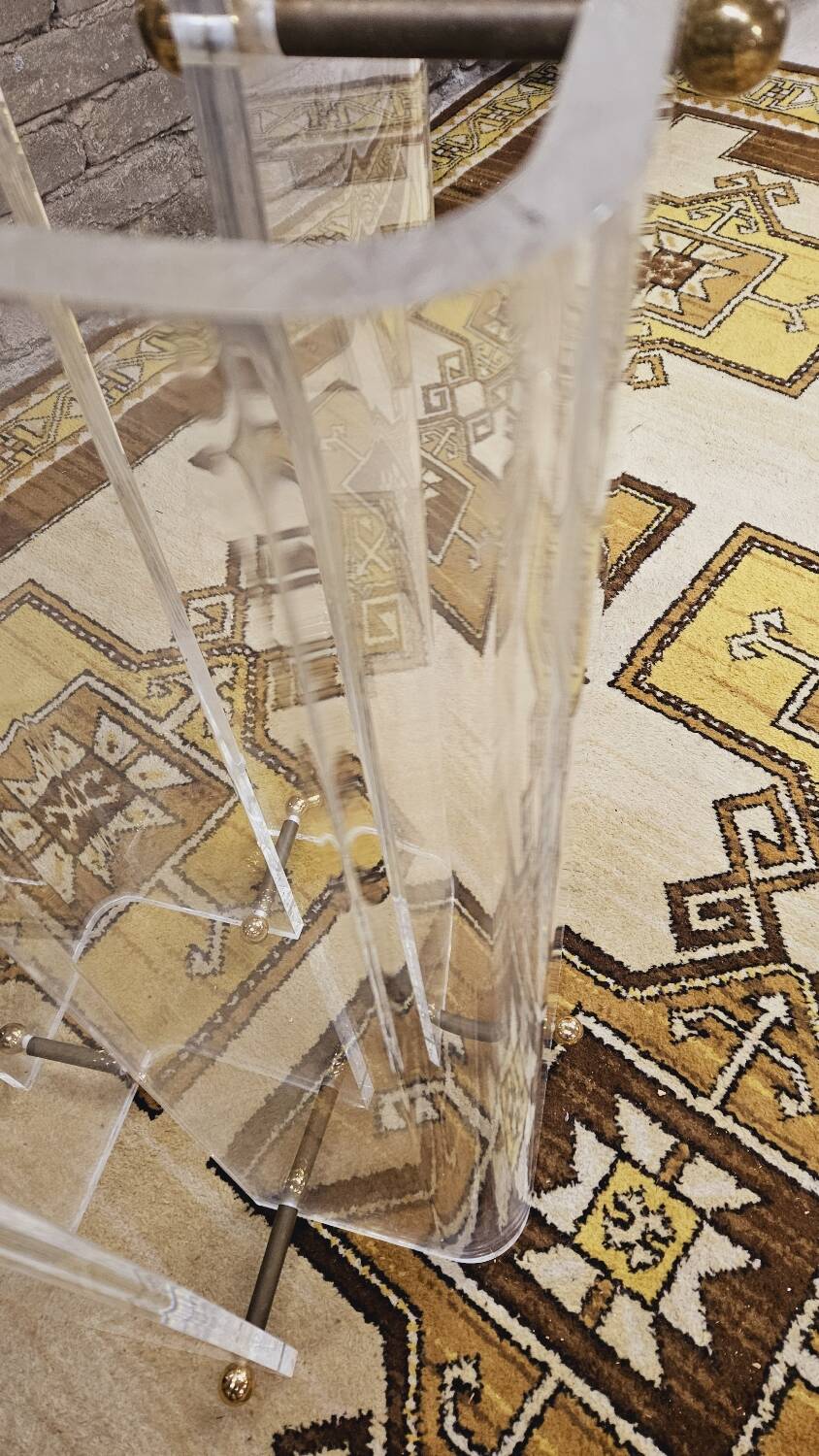 Table de salle à manger plexi verre fumé 1970 vintage