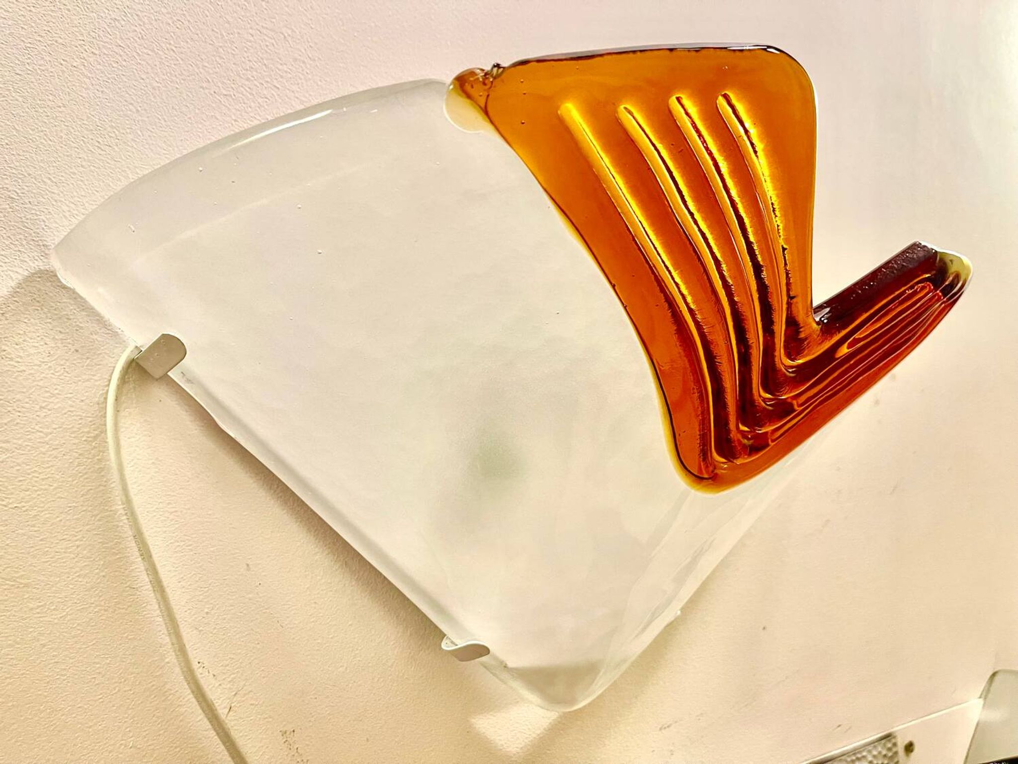 The Murina pair of bicolour Murano glass wall lights, Italy 1980.