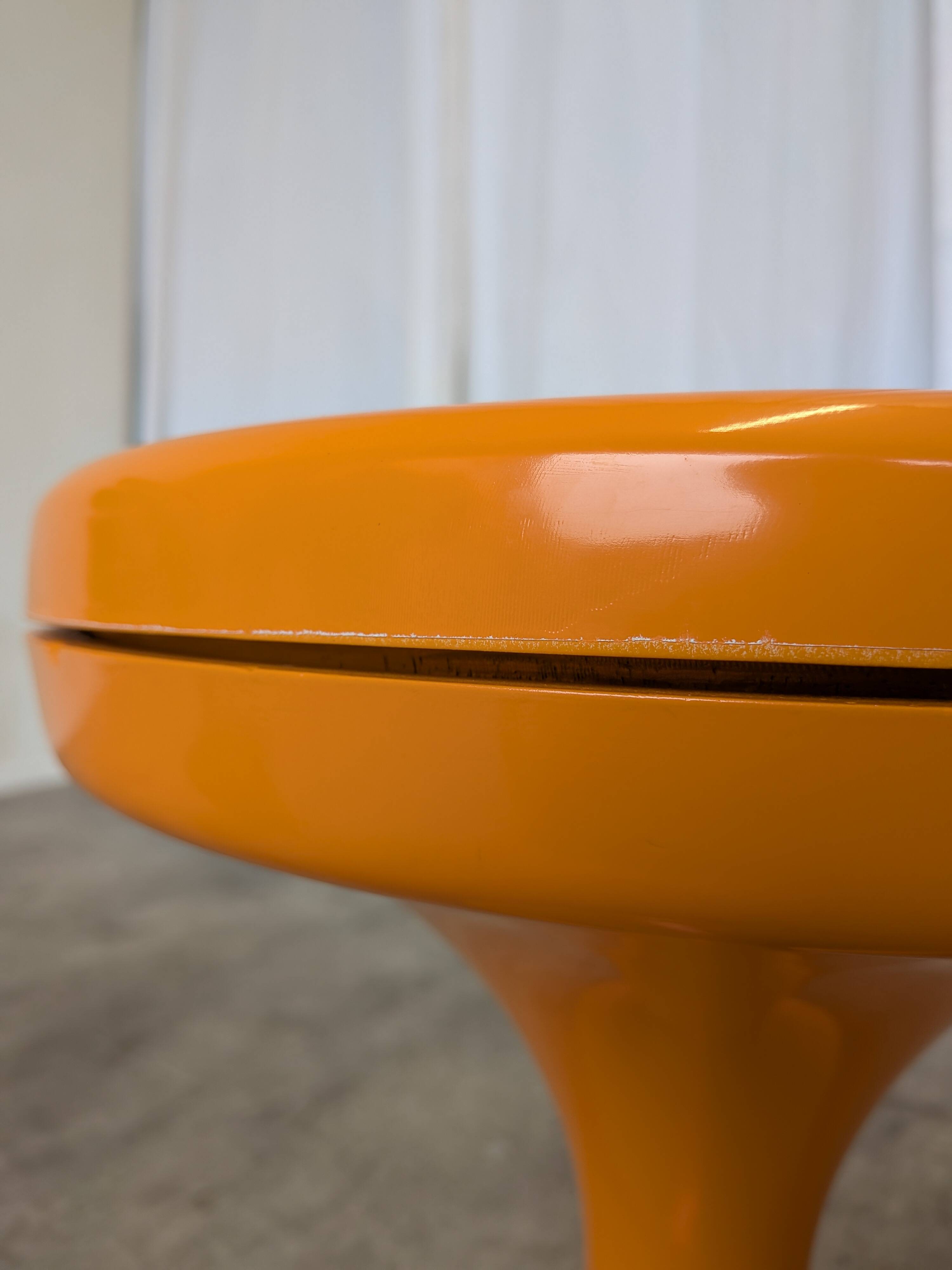 Orange Vintage Mushroom Stool “Jurček” by Meblo, 1960s – Space Age Retro