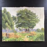 Old green trees table