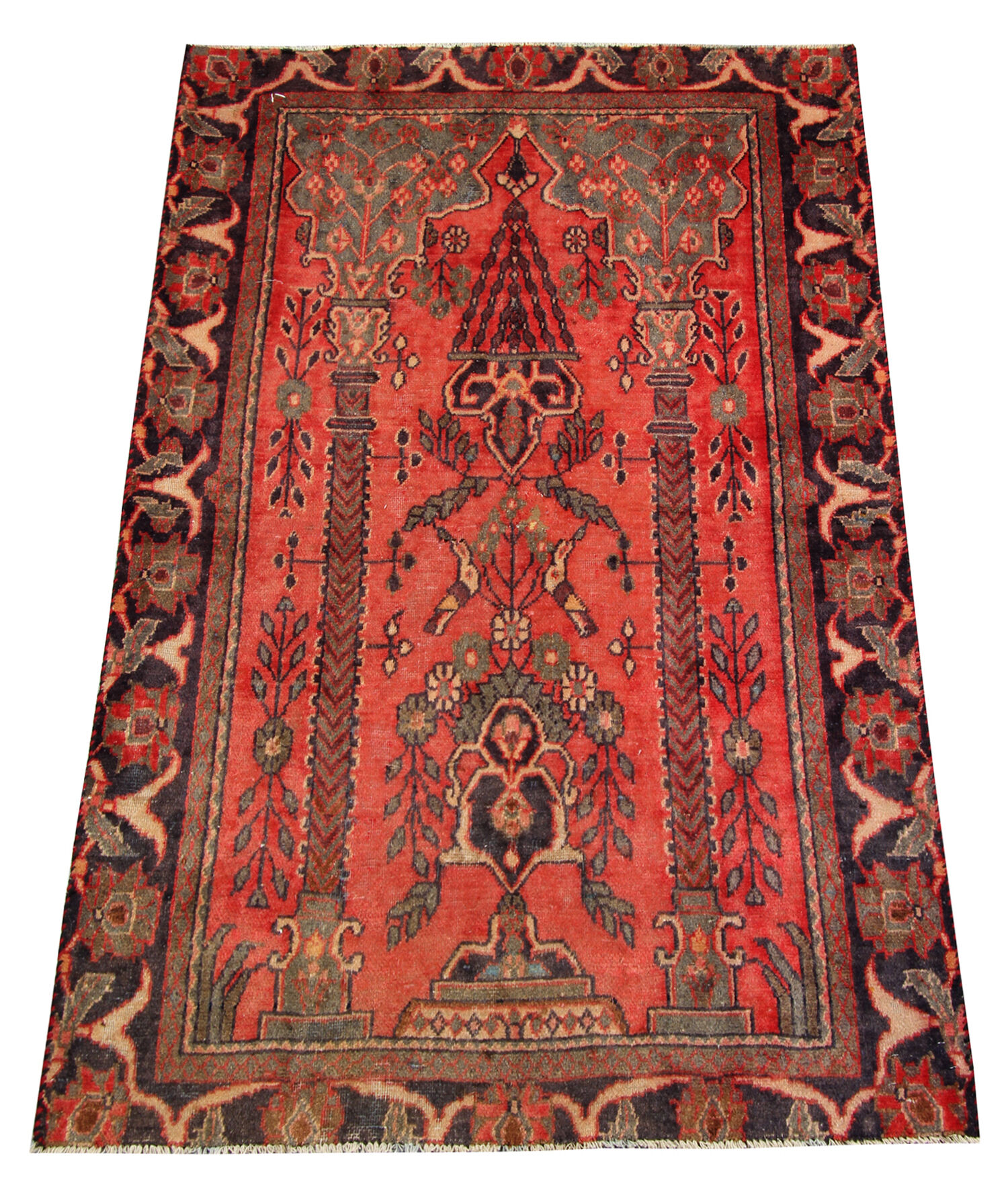 Vintage Red Wool Persian Area Rug- 110x170cm